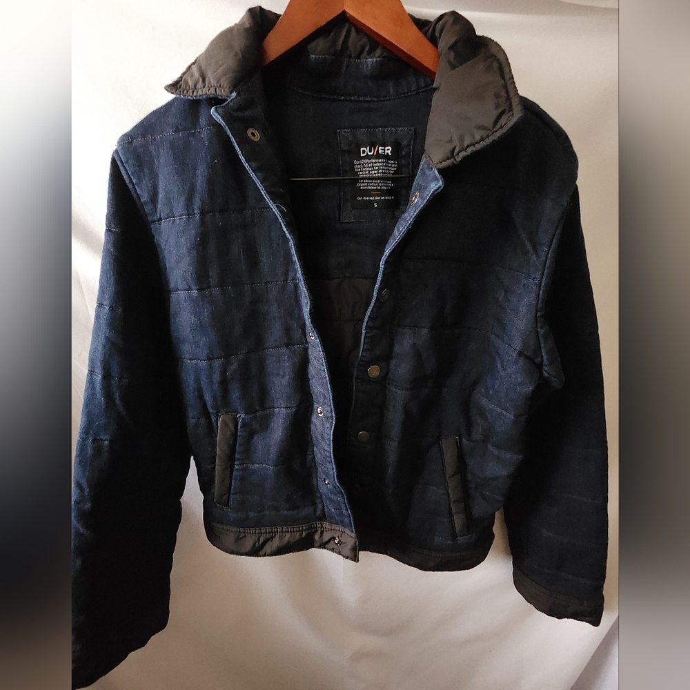 Du/er Performance Denim Blue Quilted Jacket Size Small
